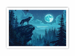 Wolf in Monlight Canvas Art Print