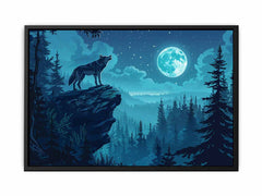 Wolf in Monlight Canvas Art Print