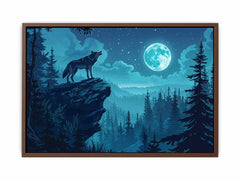 Wolf in Monlight Canvas Art Print