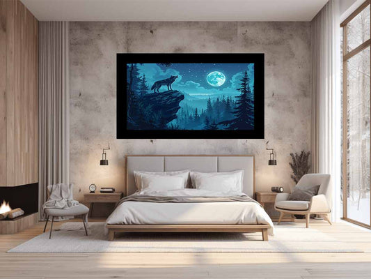Wolf in Monlight Canvas Art Print