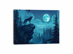 Wolf in Monlight Canvas Art Print
