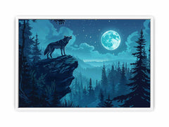 Wolf in Monlight Canvas Art Print