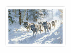 Wolfs in snow  Canvas Art Print