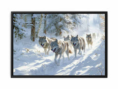 Wolfs in snow  Canvas Art Print