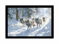 Wolfs in snow  Canvas Art Print