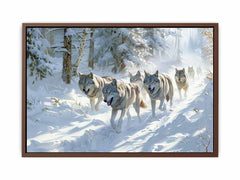 Wolfs in snow  Canvas Art Print