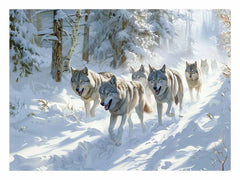 Wolfs in snow  Canvas Art Print