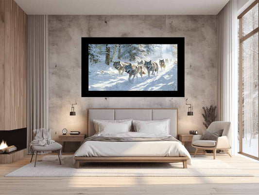 Wolfs in snow  Canvas Art Print