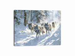Wolfs in snow  Canvas Art Print