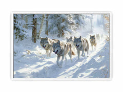 Wolfs in snow  Canvas Art Print
