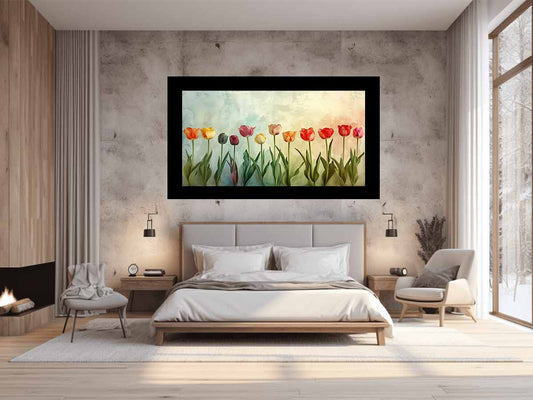 Colorful Tulips Canvas Painitng Print