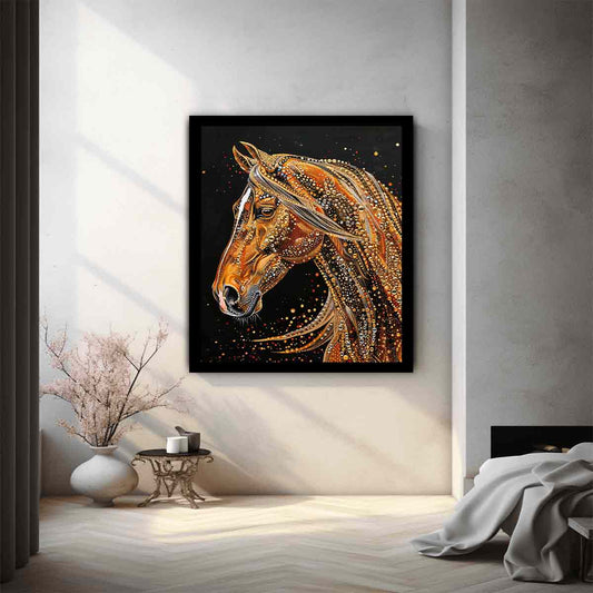 Golden Horse  Canvas Painting  Print