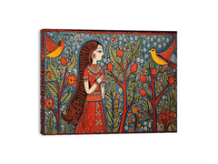 Madhubani Brids  Canvas Art Print