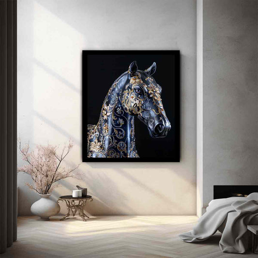 Blue Horse Canvas Painting  Print