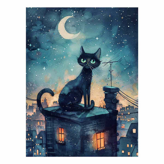 Cat Watercolor Canvas Painting Print
