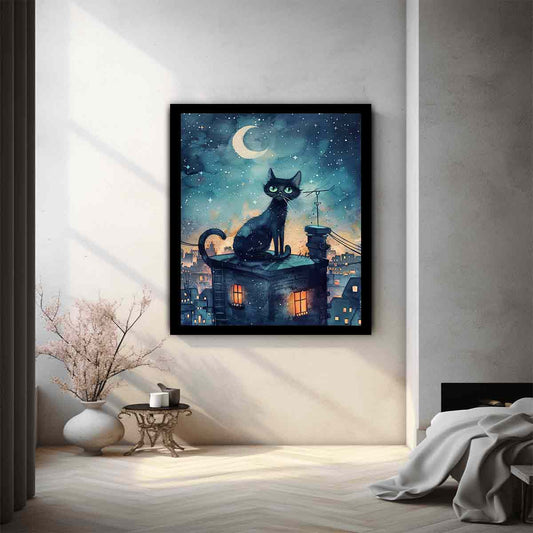 Cat Watercolor Canvas Painting Print