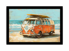Vw Beach Side Canvas Art Print