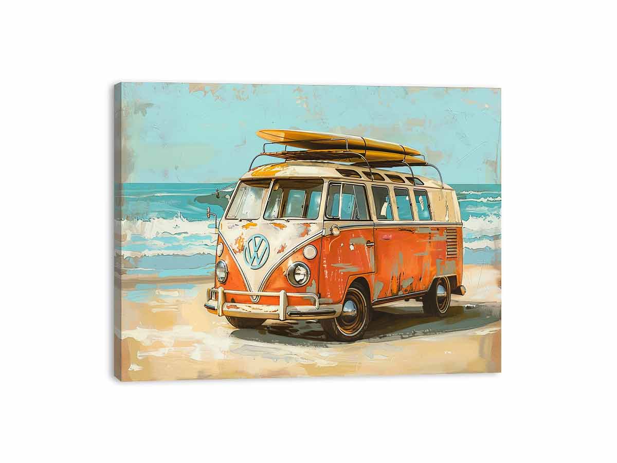 Vw Beach Side Canvas Art Print