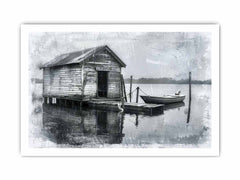 Fishing Shack  balck & white  Canvas Art Print