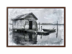 Fishing Shack  balck & white  Canvas Art Print