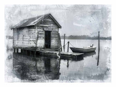 Fishing Shack  balck & white  Canvas Art Print