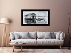 Fishing Shack  balck & white  Canvas Art Print