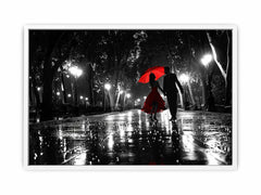 Rainy Day Couple Dance painting   Canvas Art Print