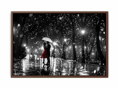 Couple Love Rain Dance Umbrella Canvas Art Print