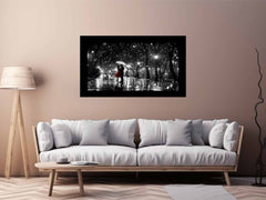 Couple Love Rain Dance Umbrella Canvas Art Print