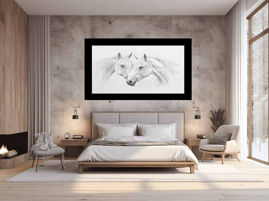 Two white  Horses  Canvas Art Print