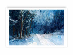 Winter  Watercolor Painitng  Canvas Art Print