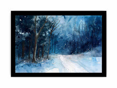 Winter  Watercolor Painitng  Canvas Art Print