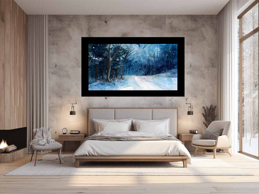 Winter  Watercolor Painitng  Canvas Art Print