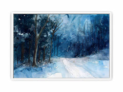 Winter  Watercolor Painitng  Canvas Art Print