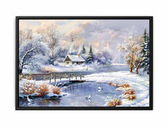 Winter Landscape  Snow Painting Canvas Art Print