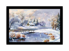Winter Landscape  Snow Painting Canvas Art Print