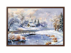 Winter Landscape  Snow Painting Canvas Art Print