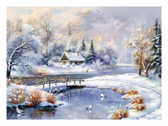 Winter Landscape  Snow Painting Canvas Art Print