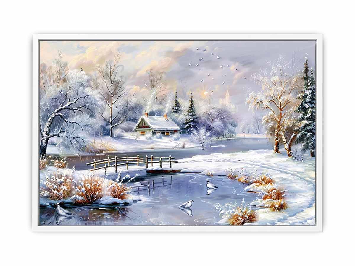 Winter Landscape  Snow Painting Canvas Art Print