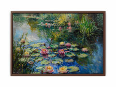 Lily Flowers In Lake  Canvas Painting Print