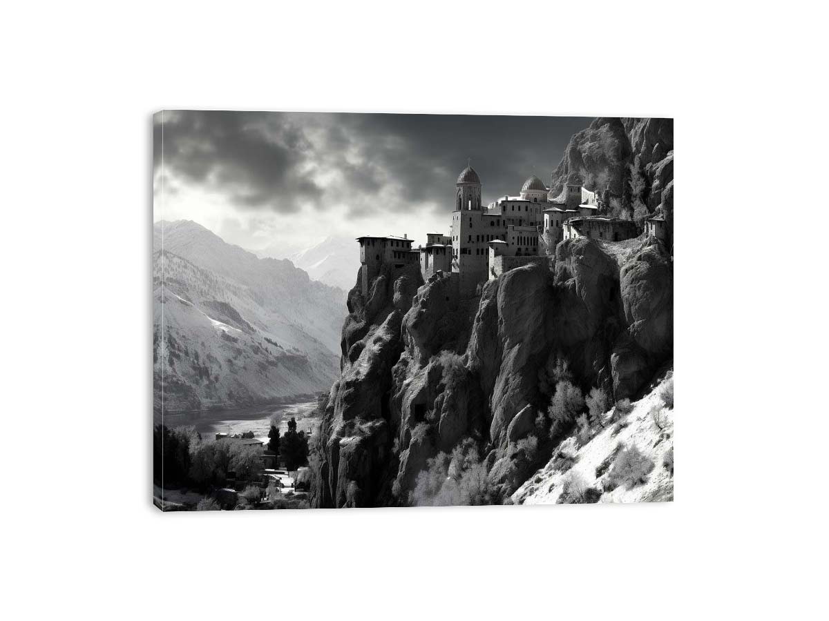 Meteoron Monast Grey Art Photography  Canvas Art Print