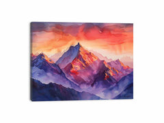 Watercolor Mountians Canvas Art Print