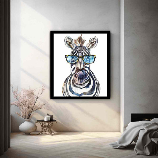 Zebra With Glasses Canvas Art  Print & Poster