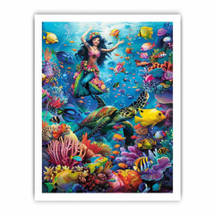 Playfull Underwater  Art Canvas Art Print