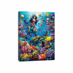 Playfull Underwater  Art Canvas Art Print