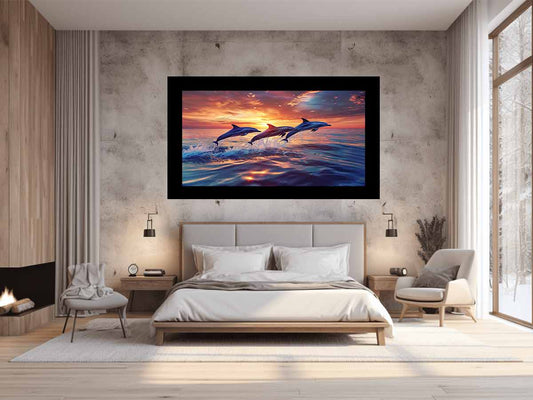 Flying Dolphins Canvas Painitng Print