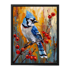 Blue Jay Canvas Painting Print