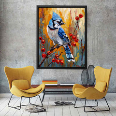 Blue Jay Canvas Painting Print