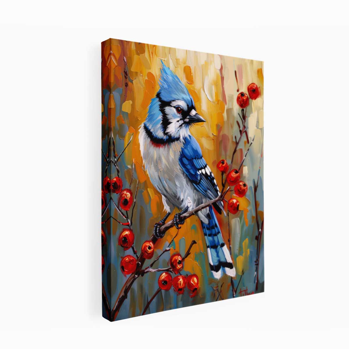 Blue Jay Canvas Painting Print