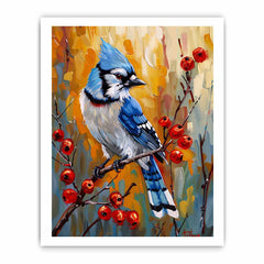 Blue Jay Canvas Painting Print